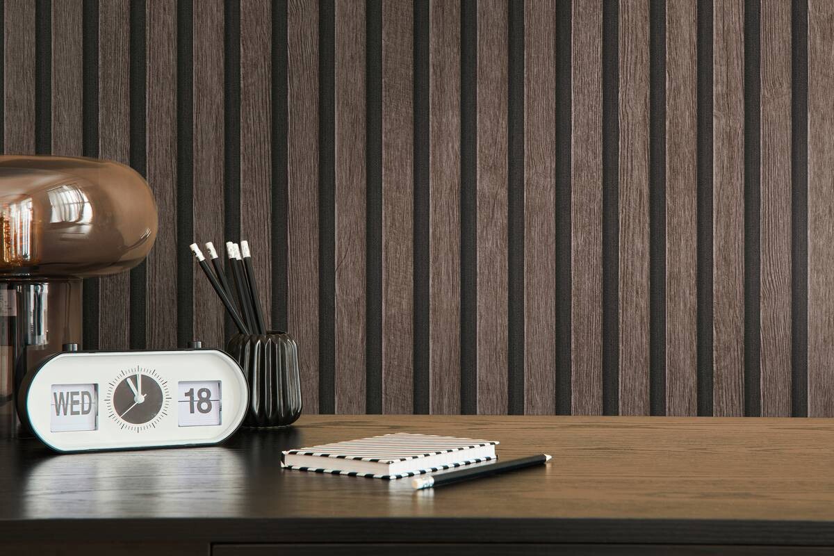 Vliestapete Holzoptik braun schwarz B/L: ca. 53x1005 cm