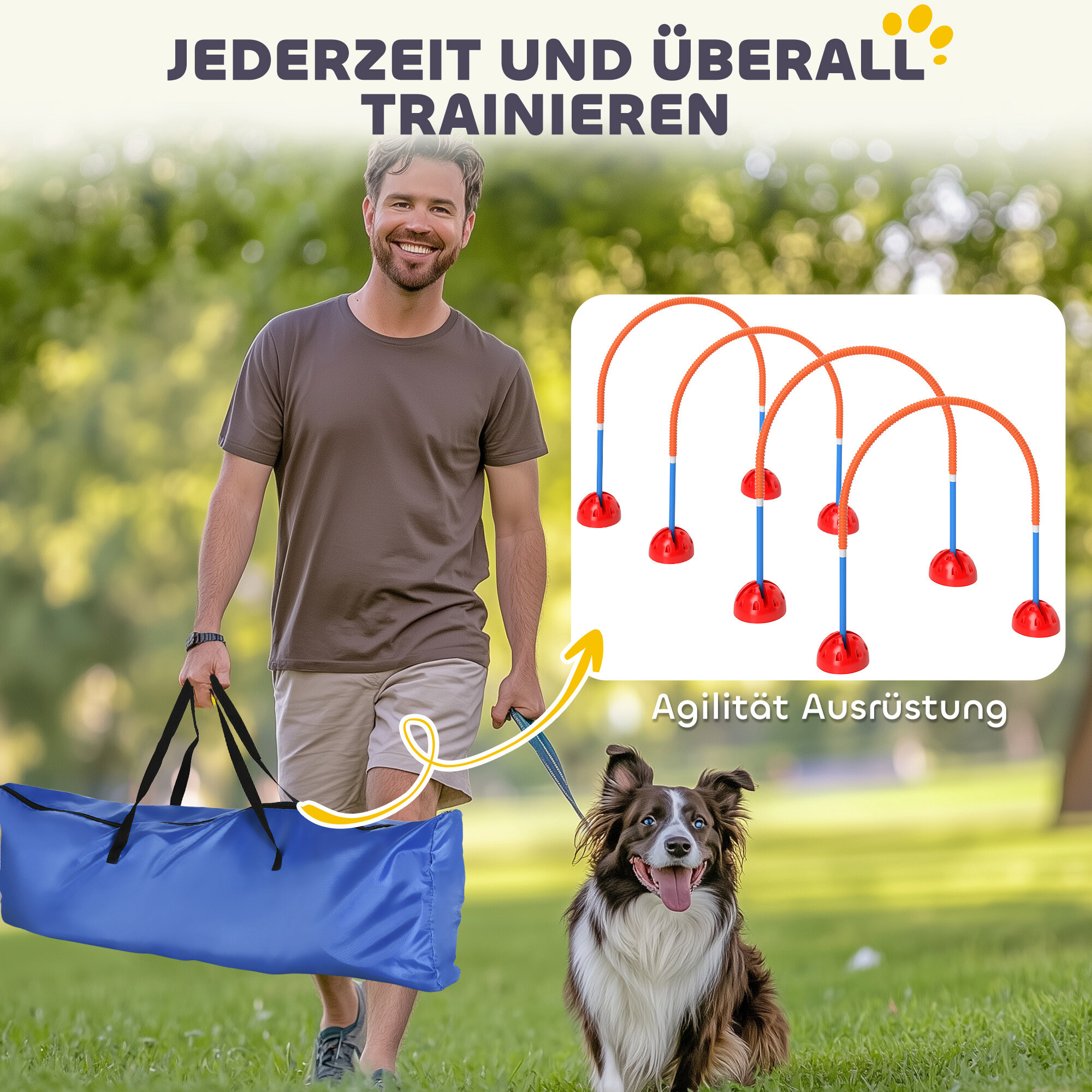 PawHut Hund Agility Set blau Kunststoff B/H/L: ca. 19,5x95x100 cm