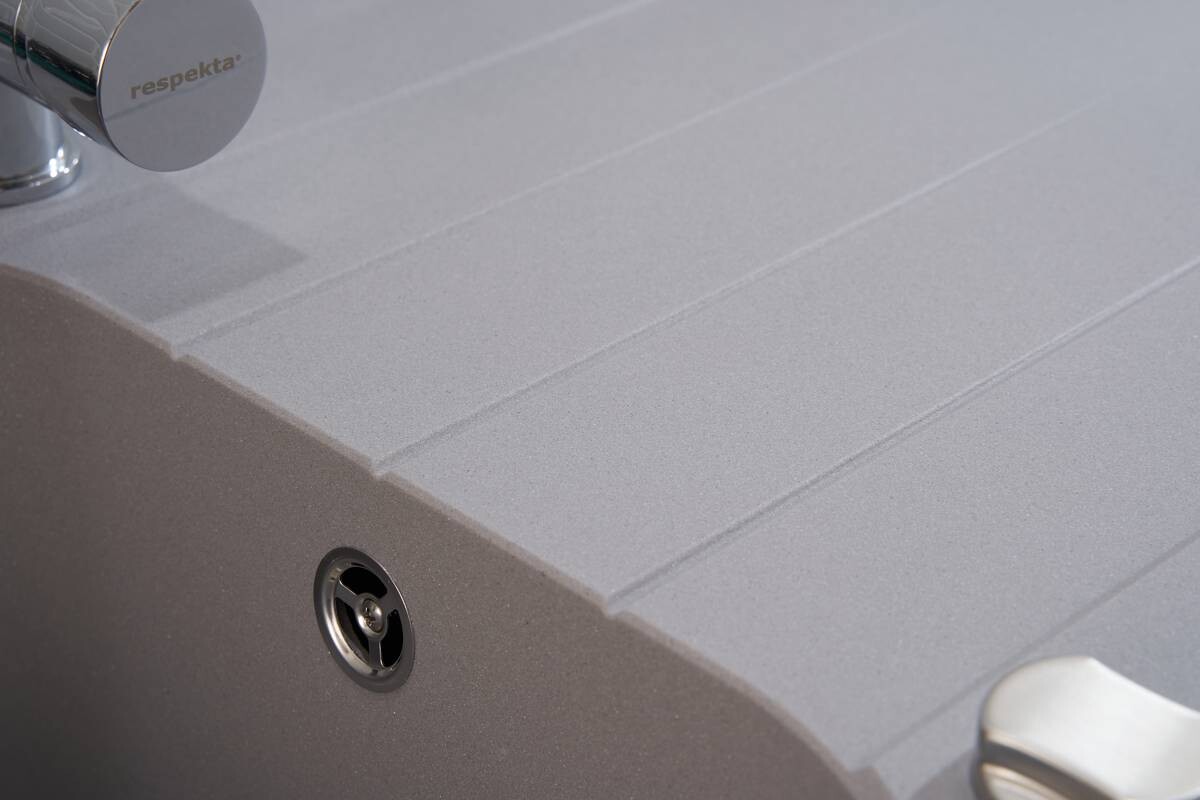 Respekta Einbauspüle Orlando 86 x 50 G Beton grau Granitverbundmaterial B/H/T: ca. 86x20,9x50 cm