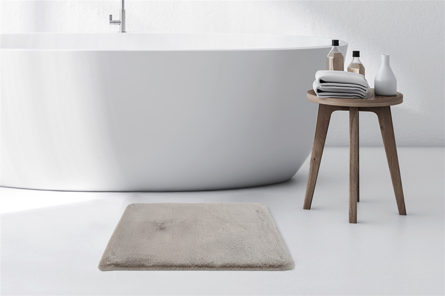 Kayoom Hochflorteppich Badematte Rabbit 325 hellgrau B/H/L: ca. 40x3,5x60 cm