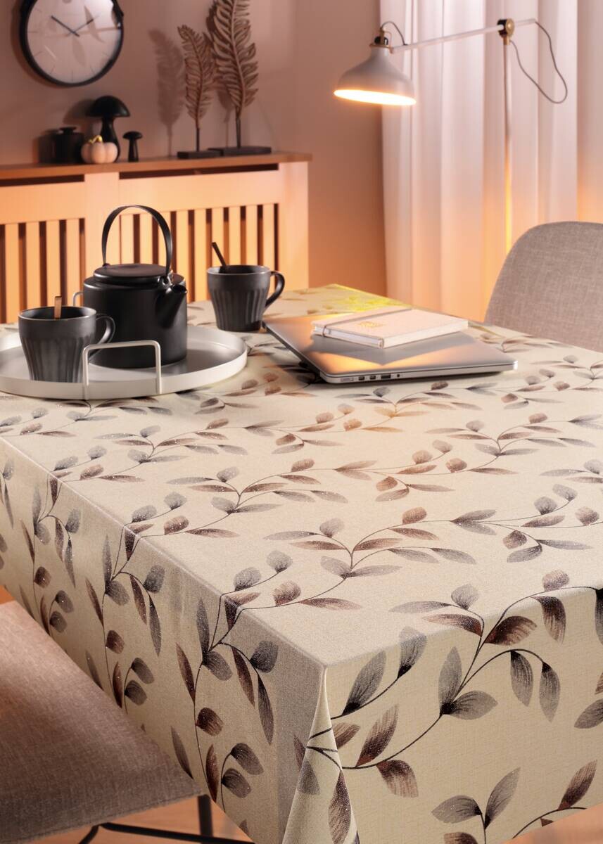 Milano Abwaschbarer Tischbelag Glitzer beige B: ca. 140 cm