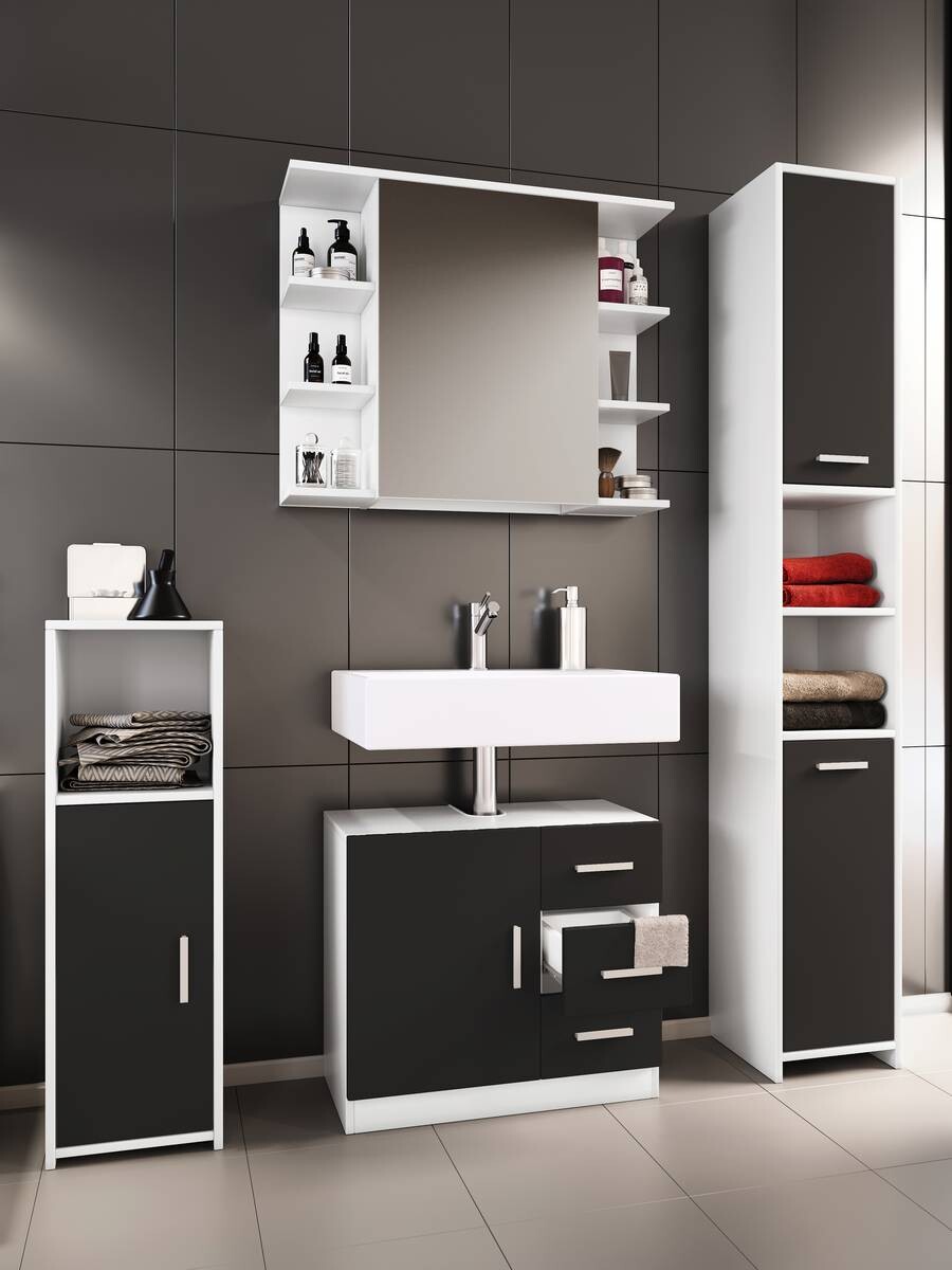 Badezimmer-Set Zalo schwarz B/H/T: ca. 63x56x30 cm