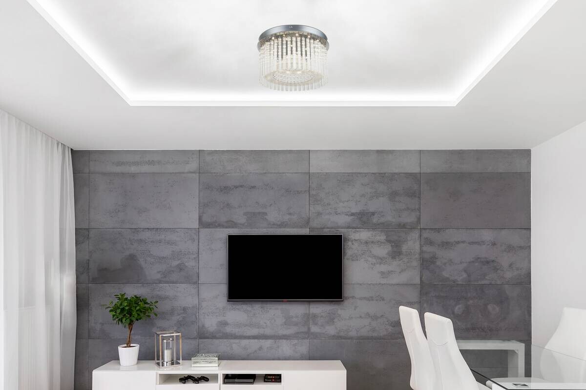 GLOBO LED-Deckenleuchte klar Chrom Glas Metall H/D: ca. 21,5x37 cm