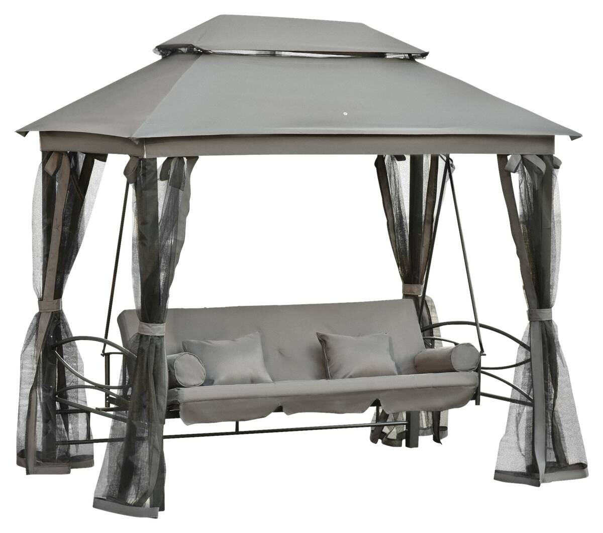 Outsunny Hollywoodschaukel grau Stahl B/H/L: ca. 172x248x256 cm