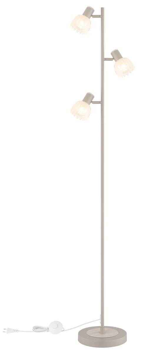 GLOBO Stehleuchte sand Glas Metall B/H/L: ca. 12x60x26 cm 3 Brennstellen