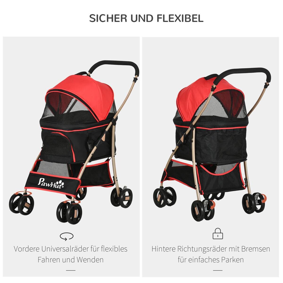 PawHut Hunde-Zubehör rot Edelstahl B/H/L: ca. 49,5x82x98 cm