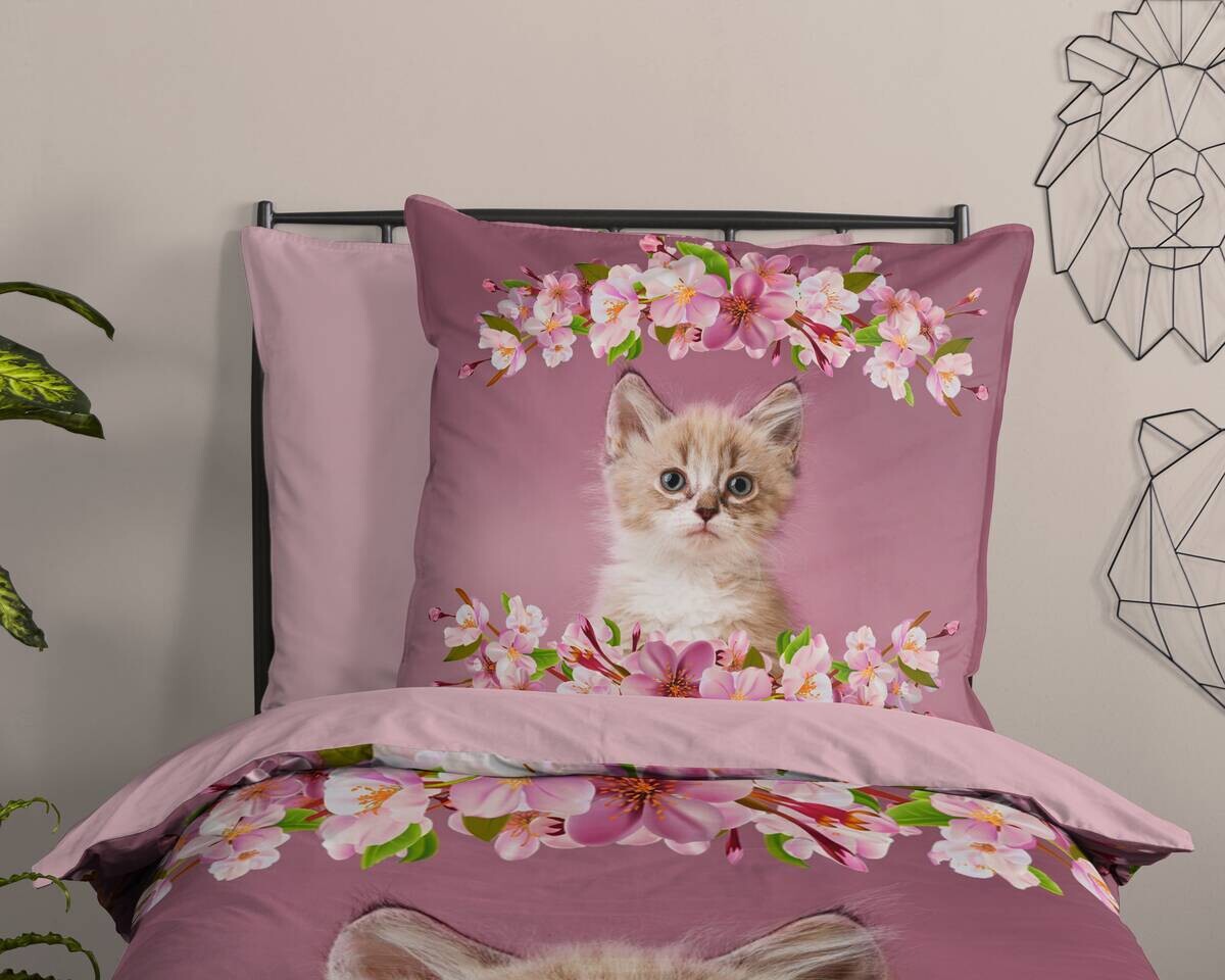 Baumwoll Bettwäsche Look pink Baumwolle B/L: ca. 135x200 cm