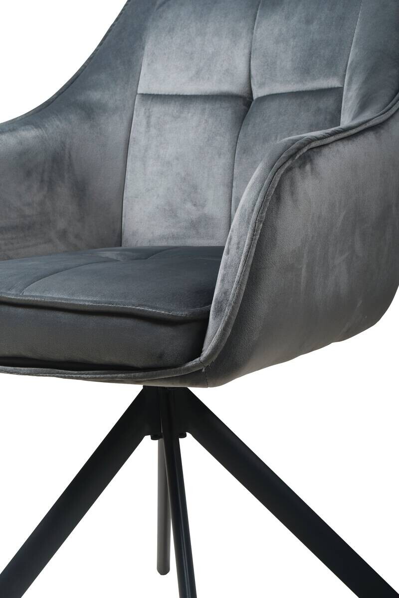 Armlehnstuhl Darwin dunkelgrau schwarz Samtoptik Metall B/H/T: ca. 61x95x60 cm