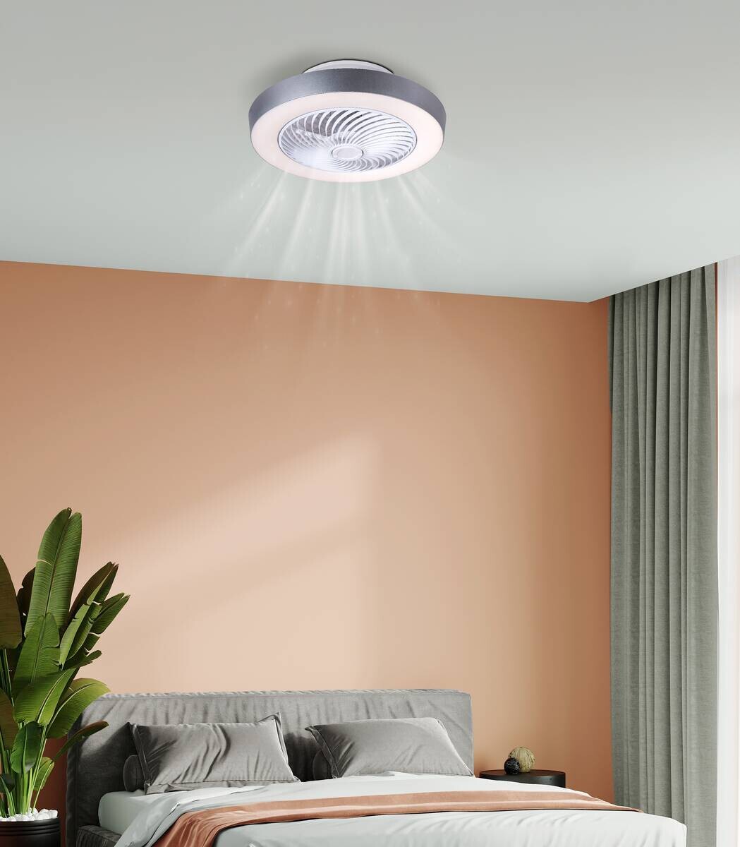 GLOBO LED-Deckenventilator weiß grau Metall Kunststoff H/D: ca. 20,6x54,8 cm 1 Brennstellen