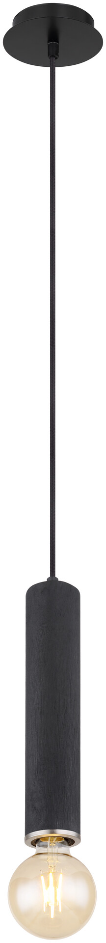 GLOBO Pendelleuchte MARION 15499H mattschwarz schwarz nickel matt Holz Metall H/D: ca. 160x12 cm E27 1 Brennstellen