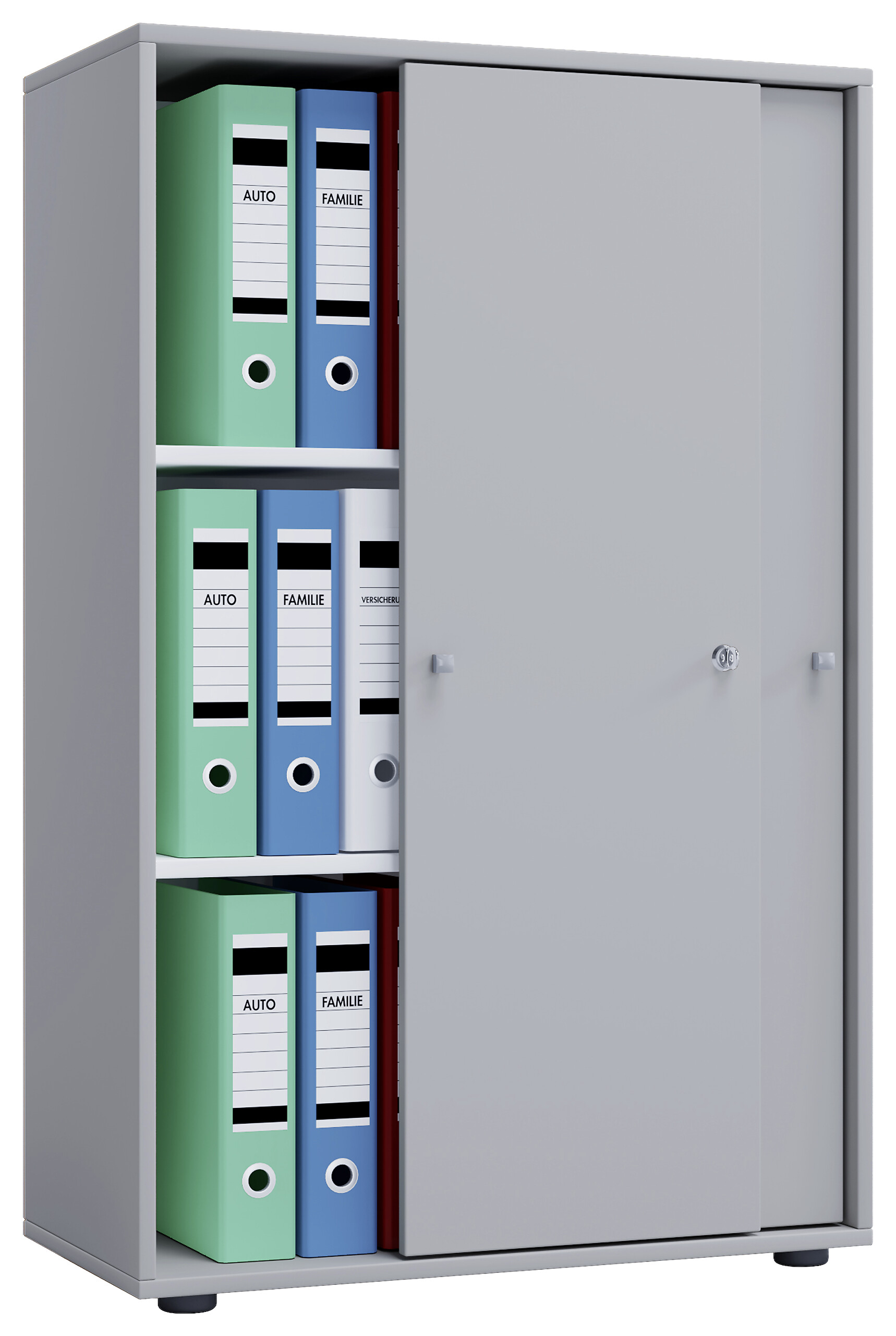 Büroschrank Lona XL mit Schiebetüren grau weiß B/H/T: ca. 70x110x37 cm