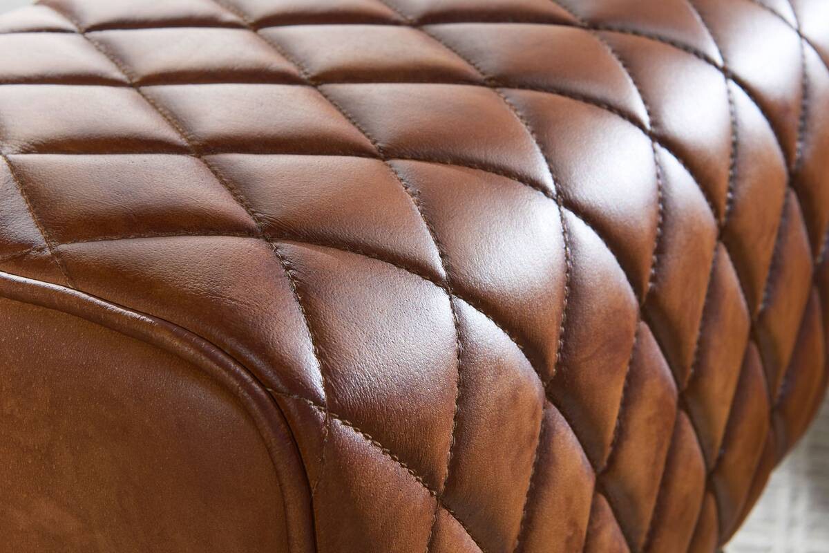 Wohnling Sitzbank braun natur Leder Echtholz B/H/T: ca. 40x40x27 cm