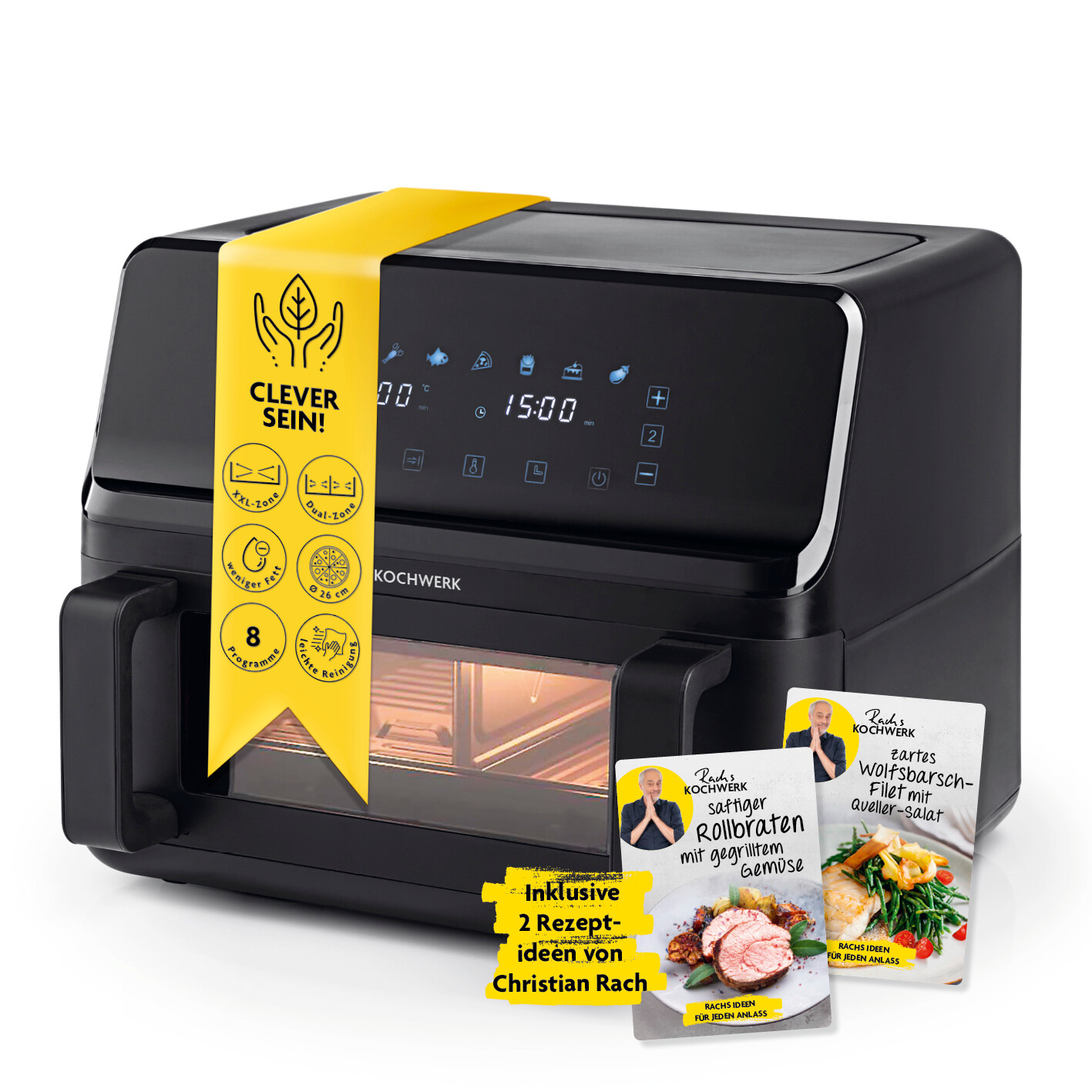 Rachs KOCHWERK Heißluftfritteuse 14349 schwarz Kunststoff B/H/L: ca. 37,5x38x30 cm ca. 9 l