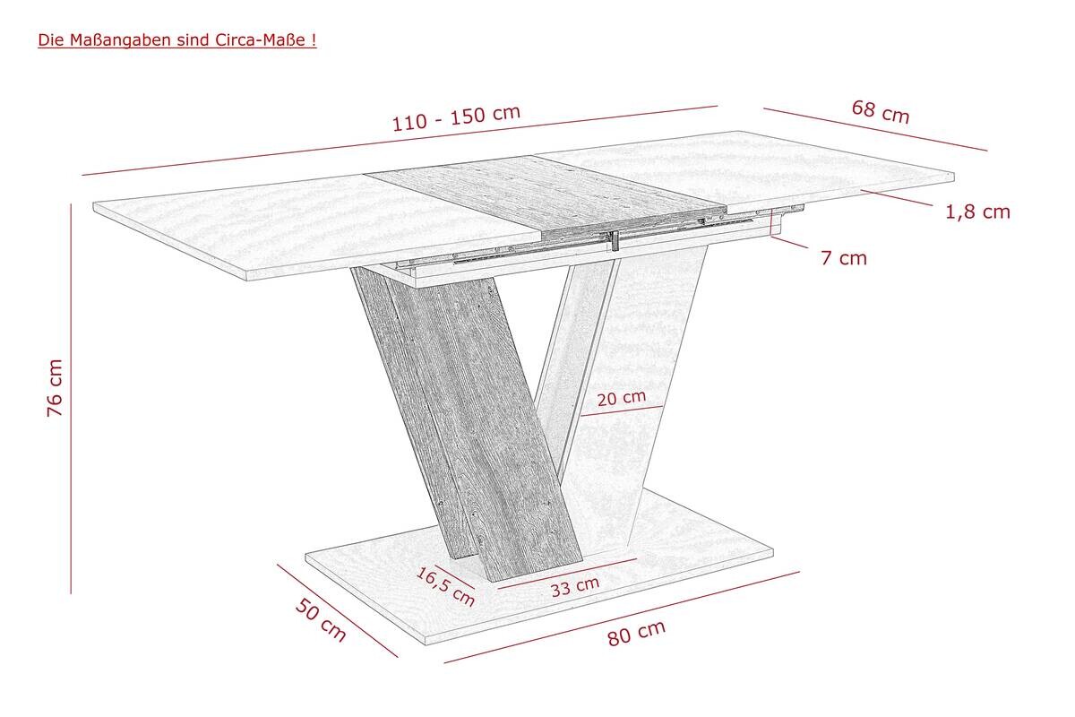 Esstisch Siena weiß Eiche B/H/T: ca. 150x76x70 cm