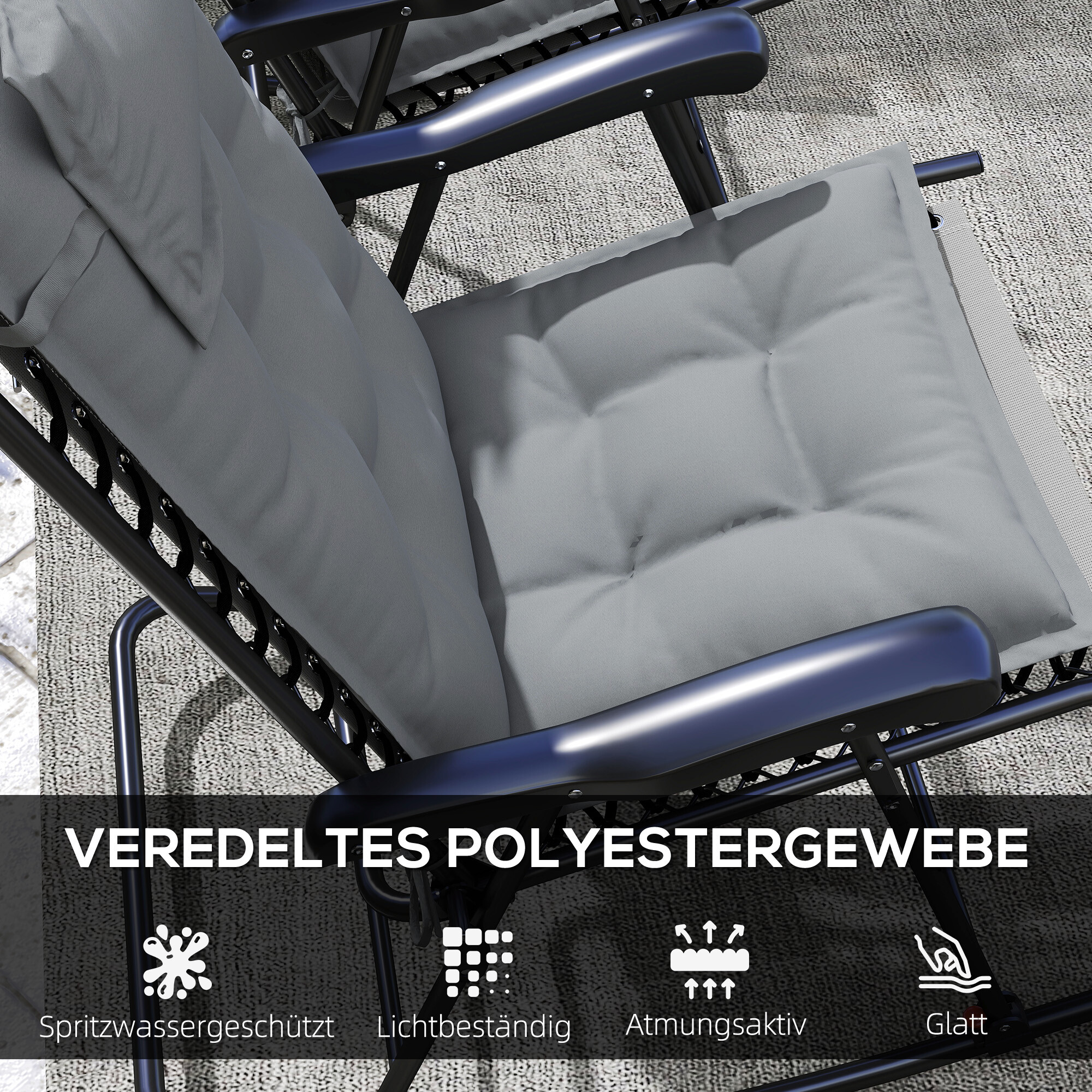 Outsunny Liegenauflage 2er Set hellgrau Polyester B/H/L: ca. 50x5x116 cm