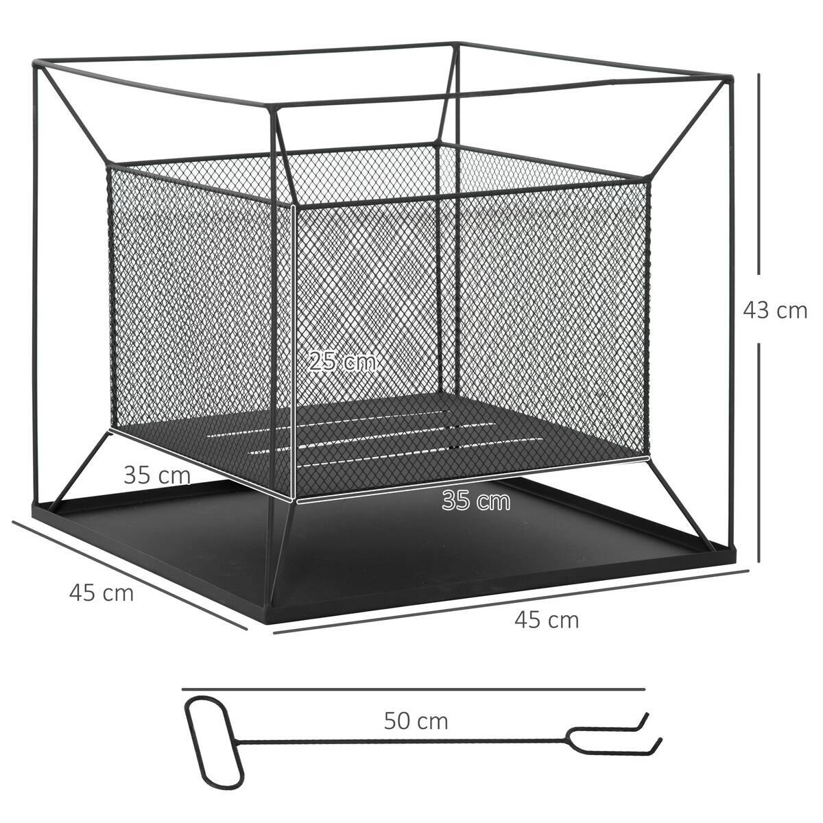 Outsunny Feuerschale schwarz Metall B/H/L: ca. 45x43x45 cm