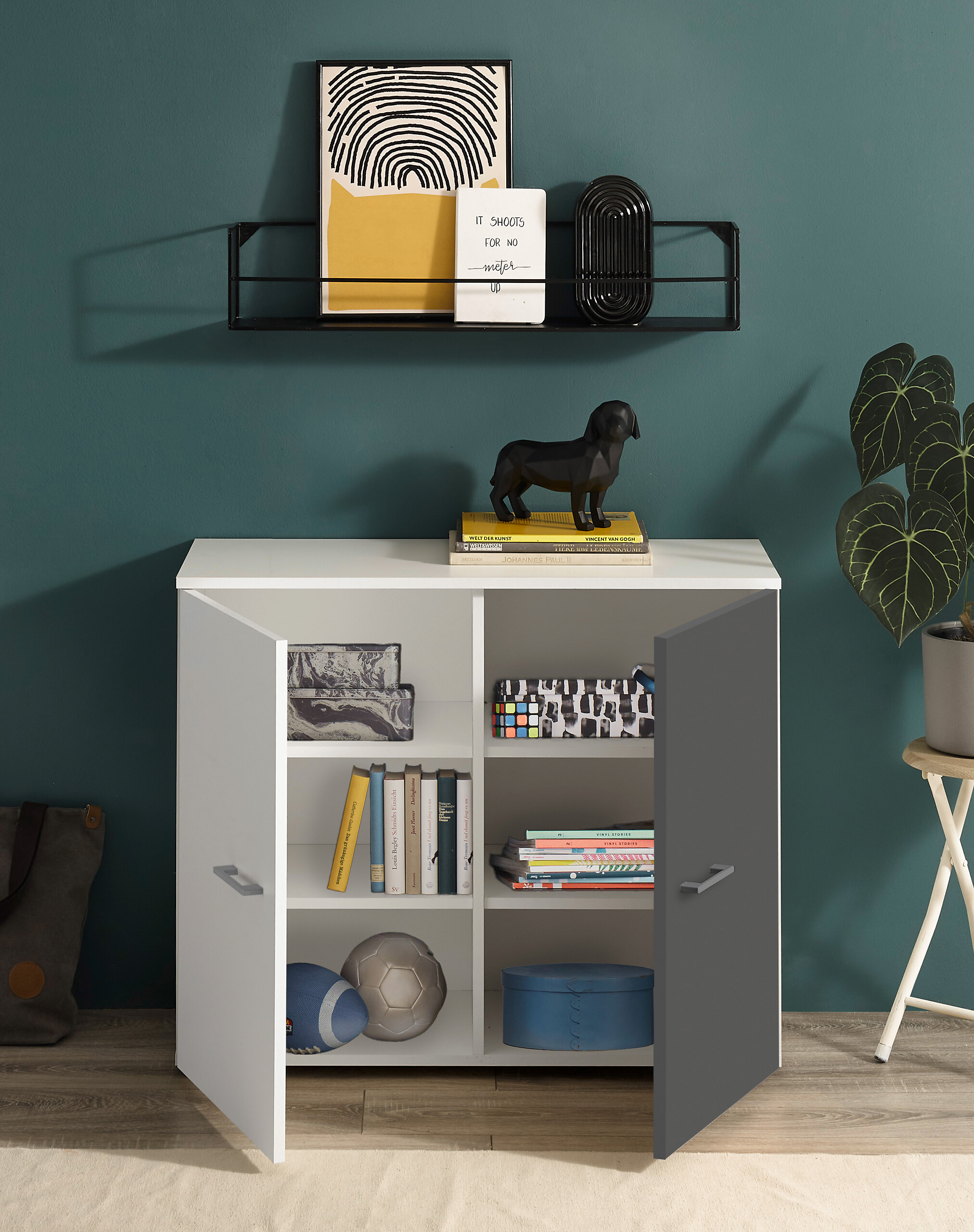 Kommode Alex weiß Graphit B/H/T: ca. 90x75x37 cm Kommode Alex weiß Graphit B/H/T: ca. 90x75x37 cm