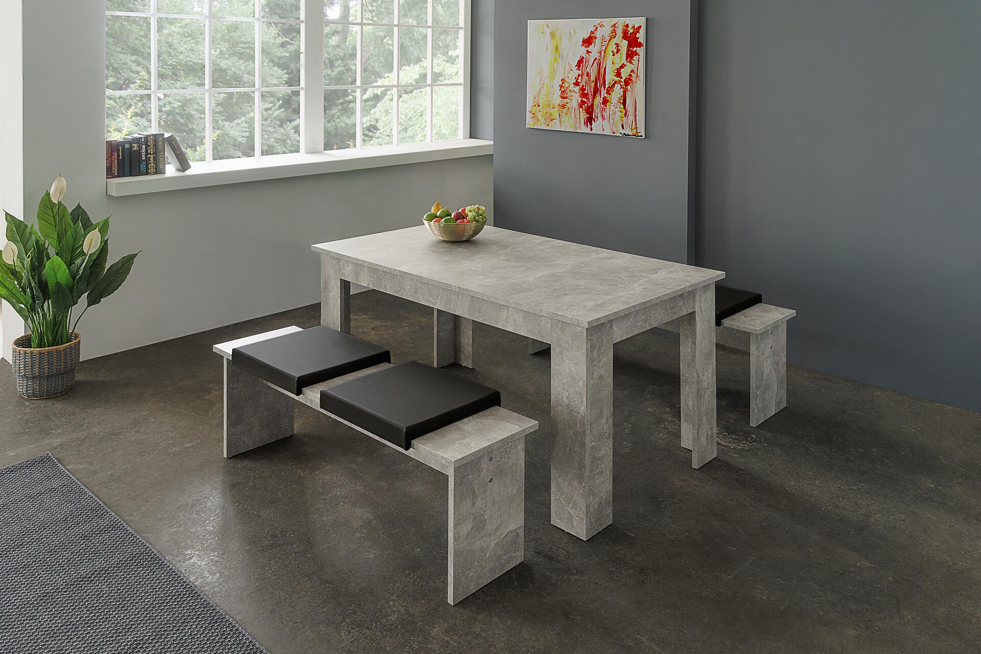 Tischgruppe München Beton Optik Spanplatte B/H/T: ca. 140x75x80 cm