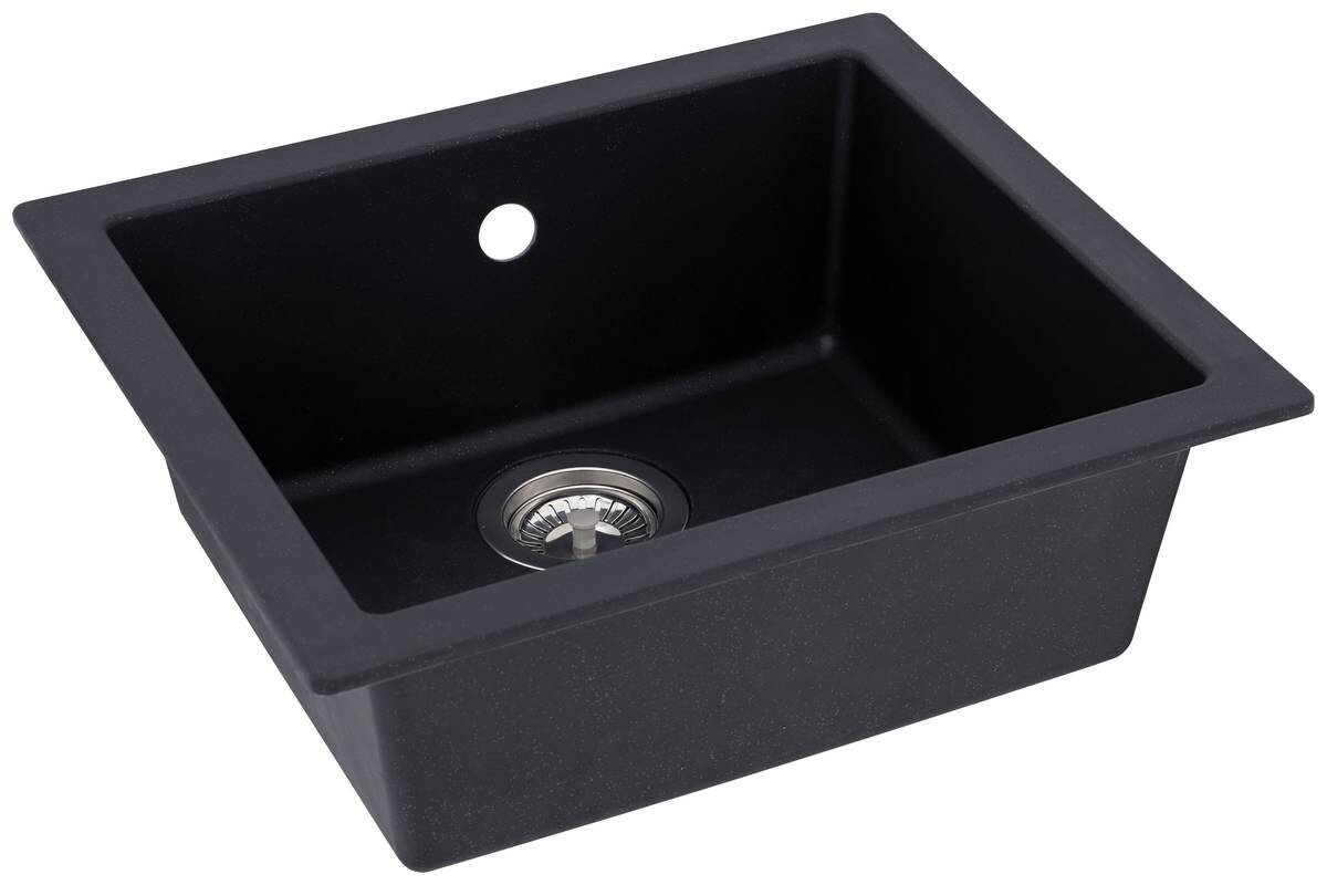 Respekta Einbauspüle Ohio 50 x 44 S schwarz Mineralite B/H/T: ca. 44x19x50 cm