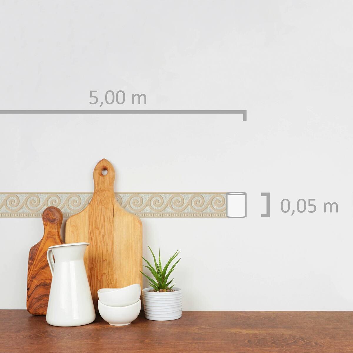 A.S.Creation Bordüre beige weiß B/H/D: ca. 5x500x8 cm