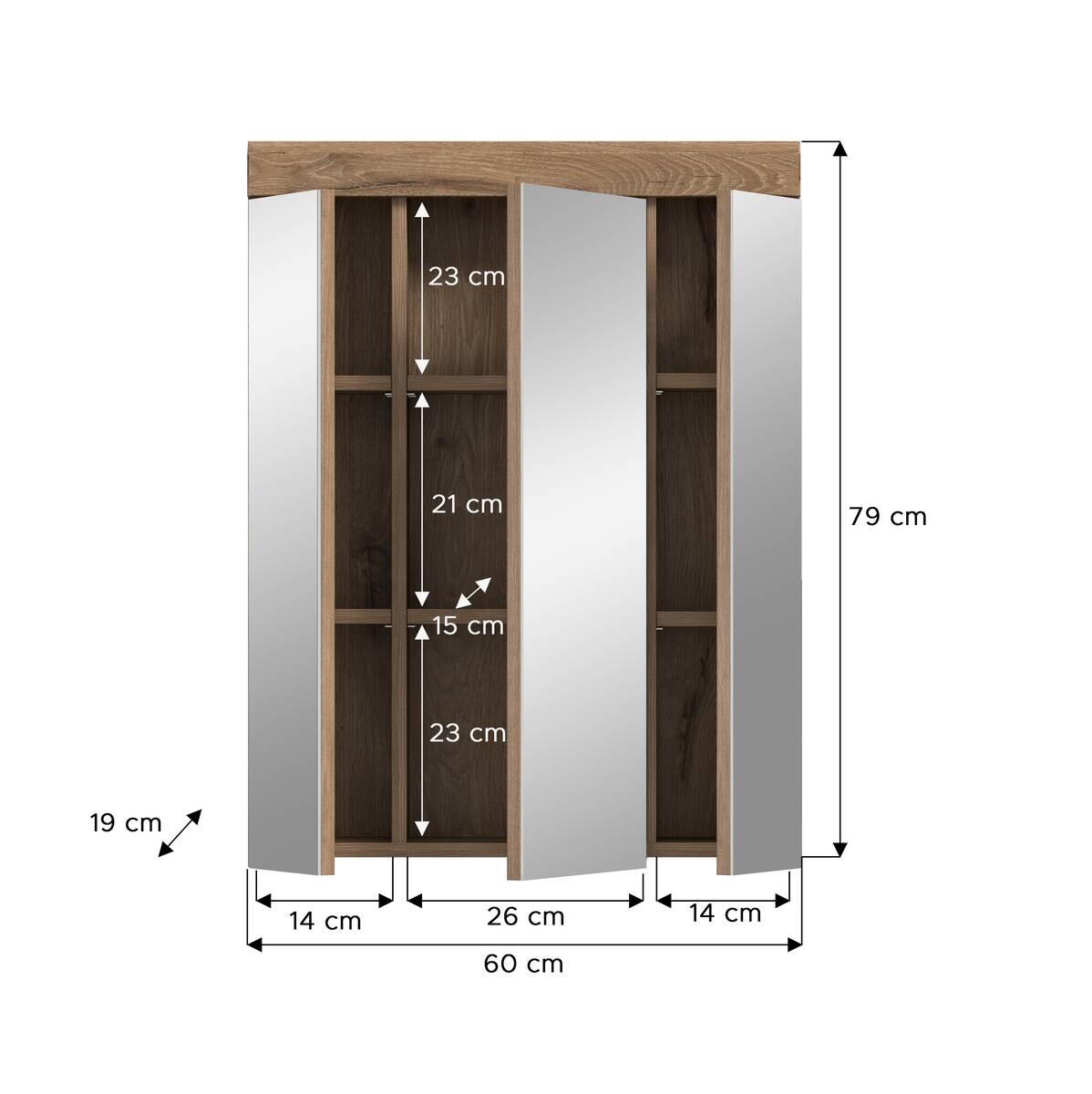 Spiegelschrank Wave Nachbildung B/H/T: ca. 60x79x18 cm
