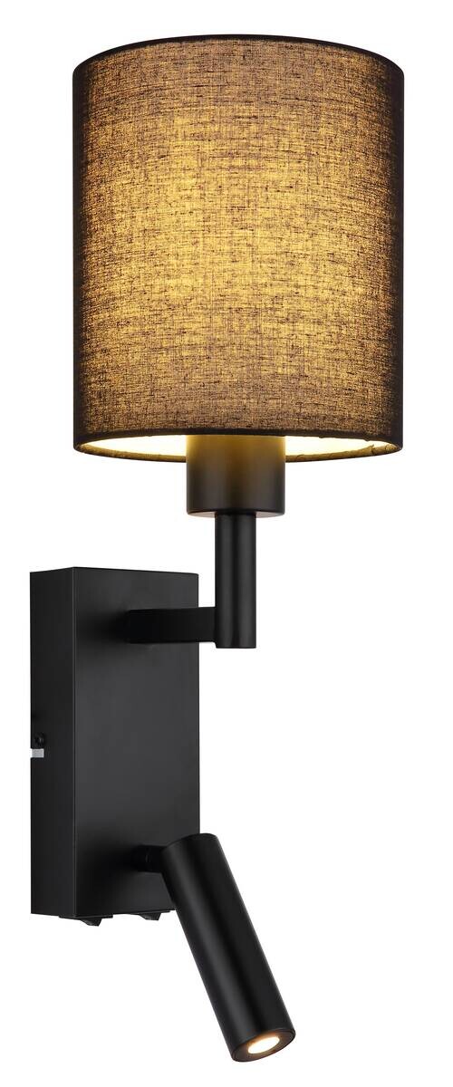 GLOBO Wandleuchte schwarz Metall B/H/L: ca. 17x45,5x15 cm E27 2 Brennstellen