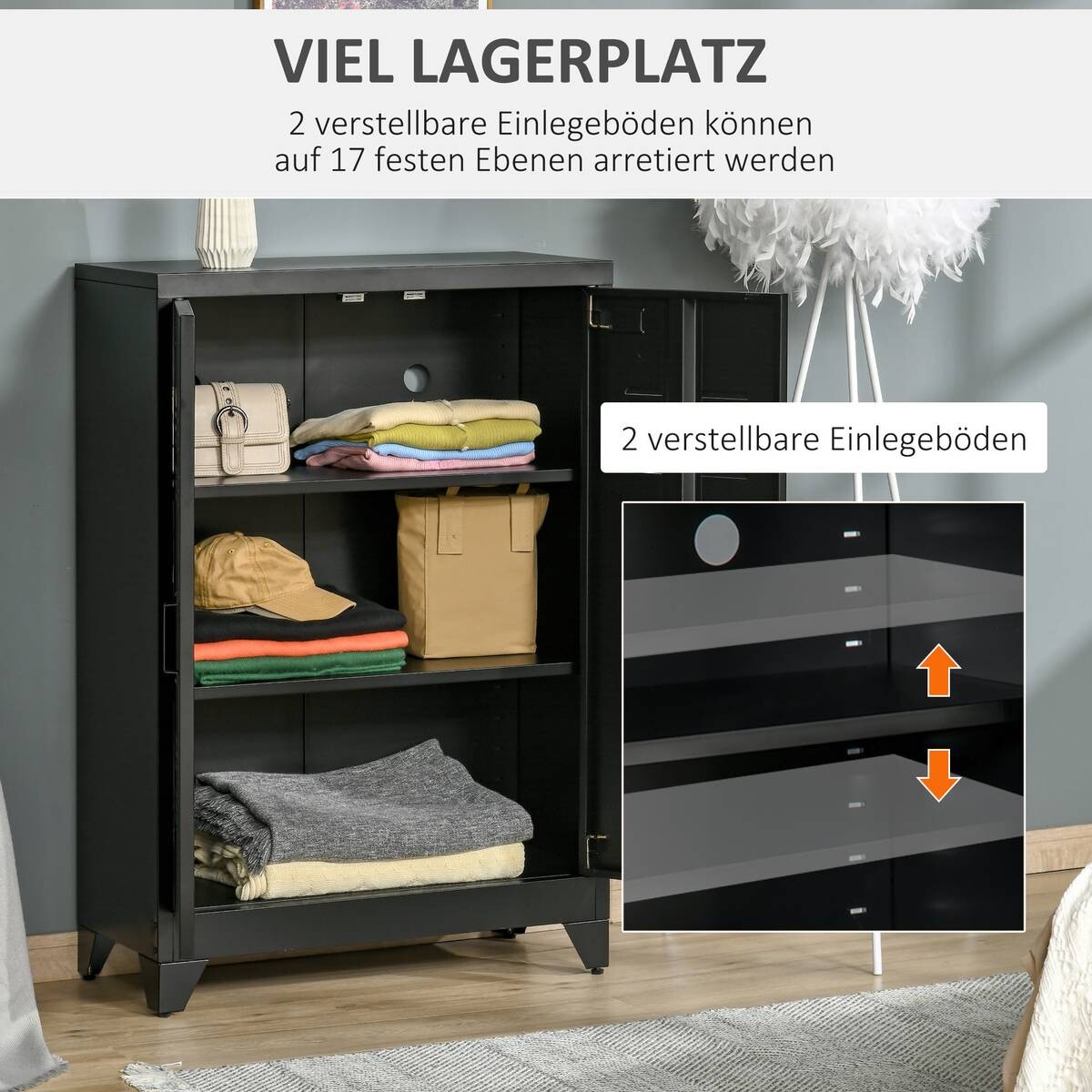 Sideboard 838-148BK schwarz B/H/T: ca. 75x110x33 cm