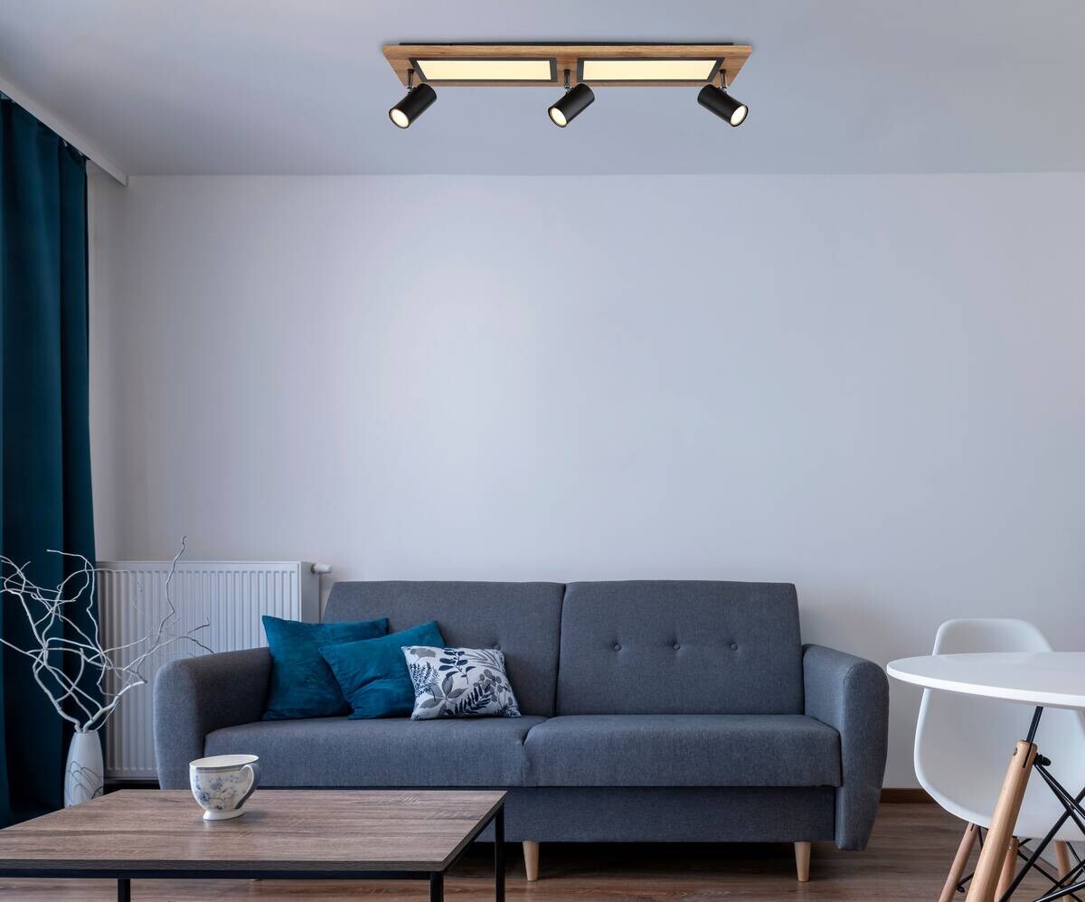 GLOBO Deckenleuchte schwarz Opal Metall Kunststoff B/H/T: ca. 20x18x80 cm GU10 3 Brennstellen