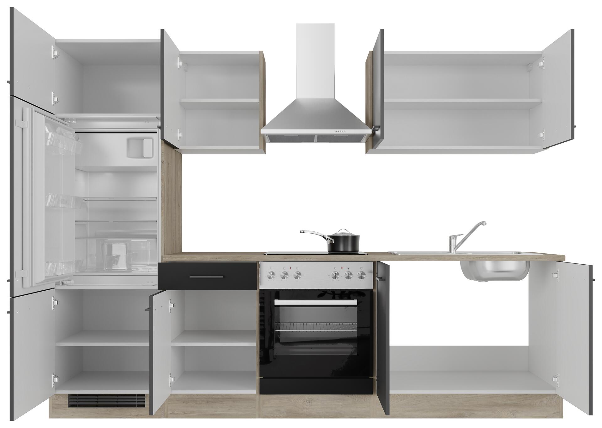 Küchenblock Capri schwarz matt B/H/T: ca. 270x200x60 cm