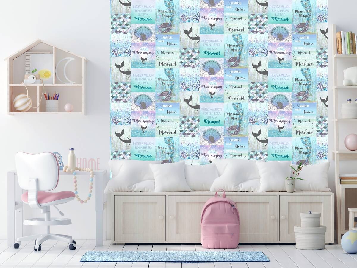 UGEPA Vinyltapete Muscheln blau rosa B/L: ca. 53x1005 cm