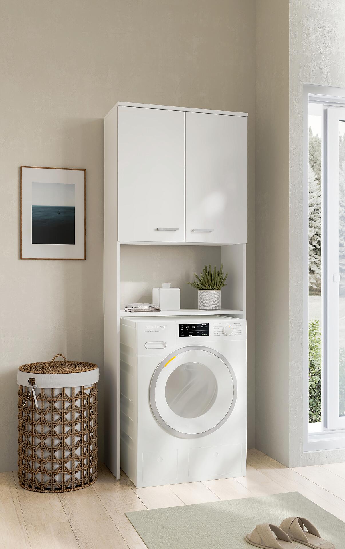 Waschmaschinenumbauschrank Mobes perlweiß B/H/T: ca. 70,3x188,6x32,6 cm