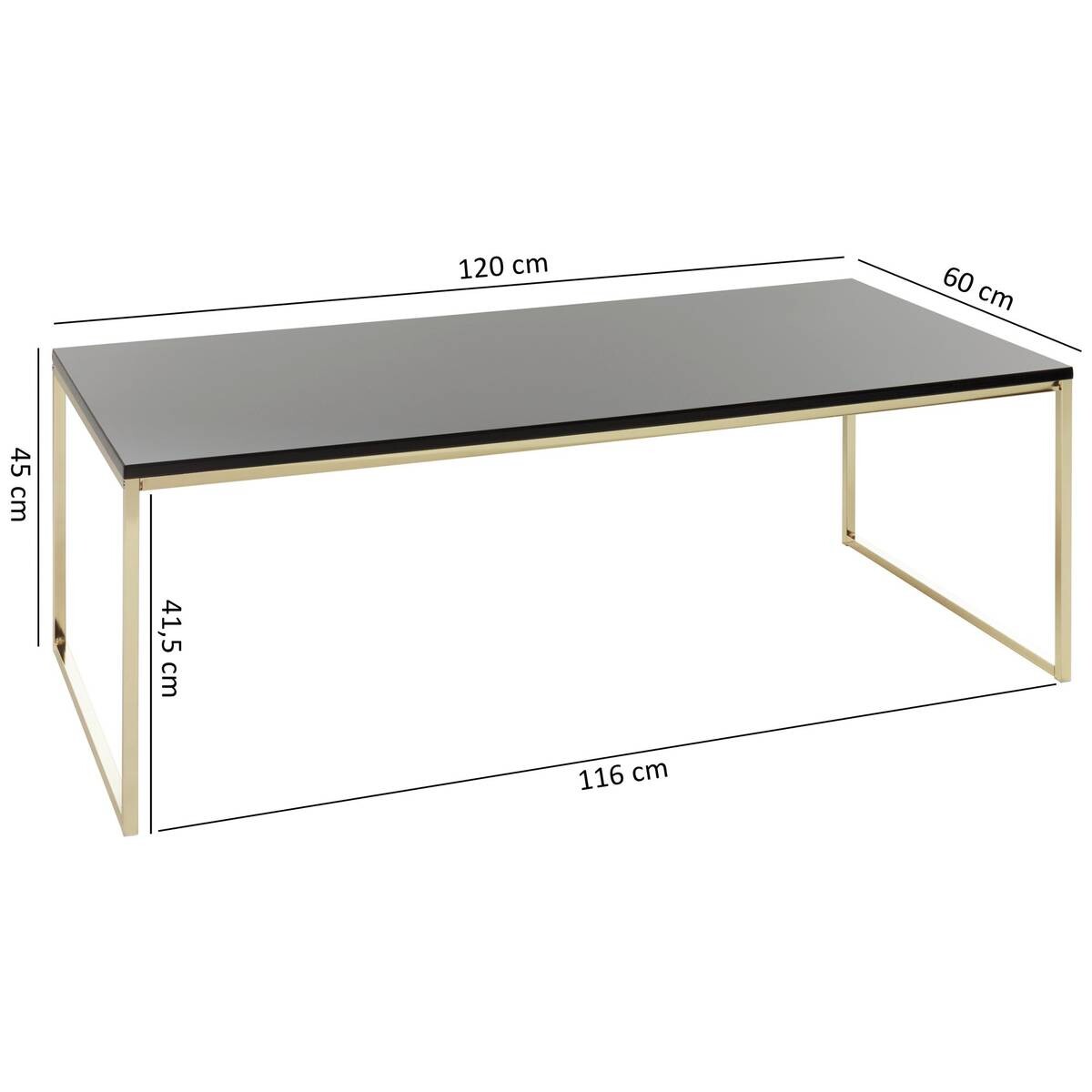 Wohnling Couchtisch schwarz B/H/T: ca. 120x45x60 cm