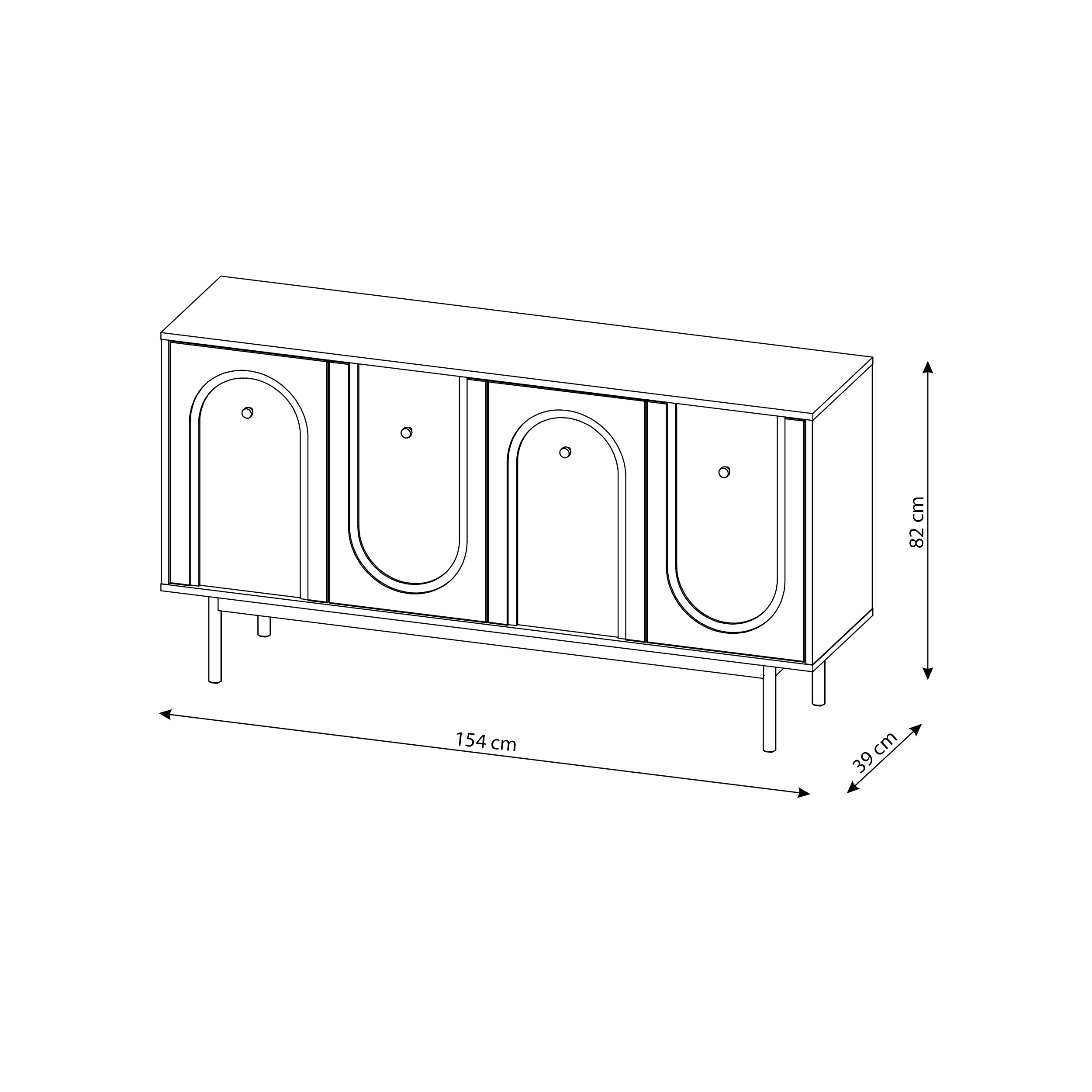 Kommode MAZOMA Eiche Kaschmirgrau Nachbildung gold Optik B/H/T: ca. 154x82x39 cm
