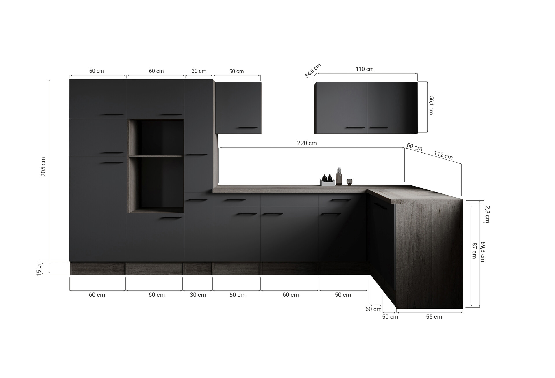 Winkelküche Oliver B/H/T: ca. 370x205x172 cm