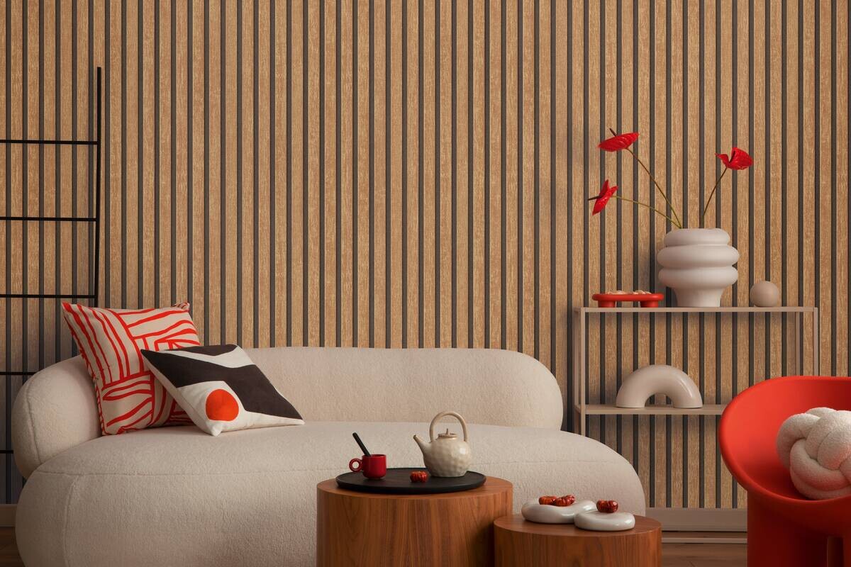 Vliestapete Akustikpaneel braun B/L: ca. 53x1005 cm