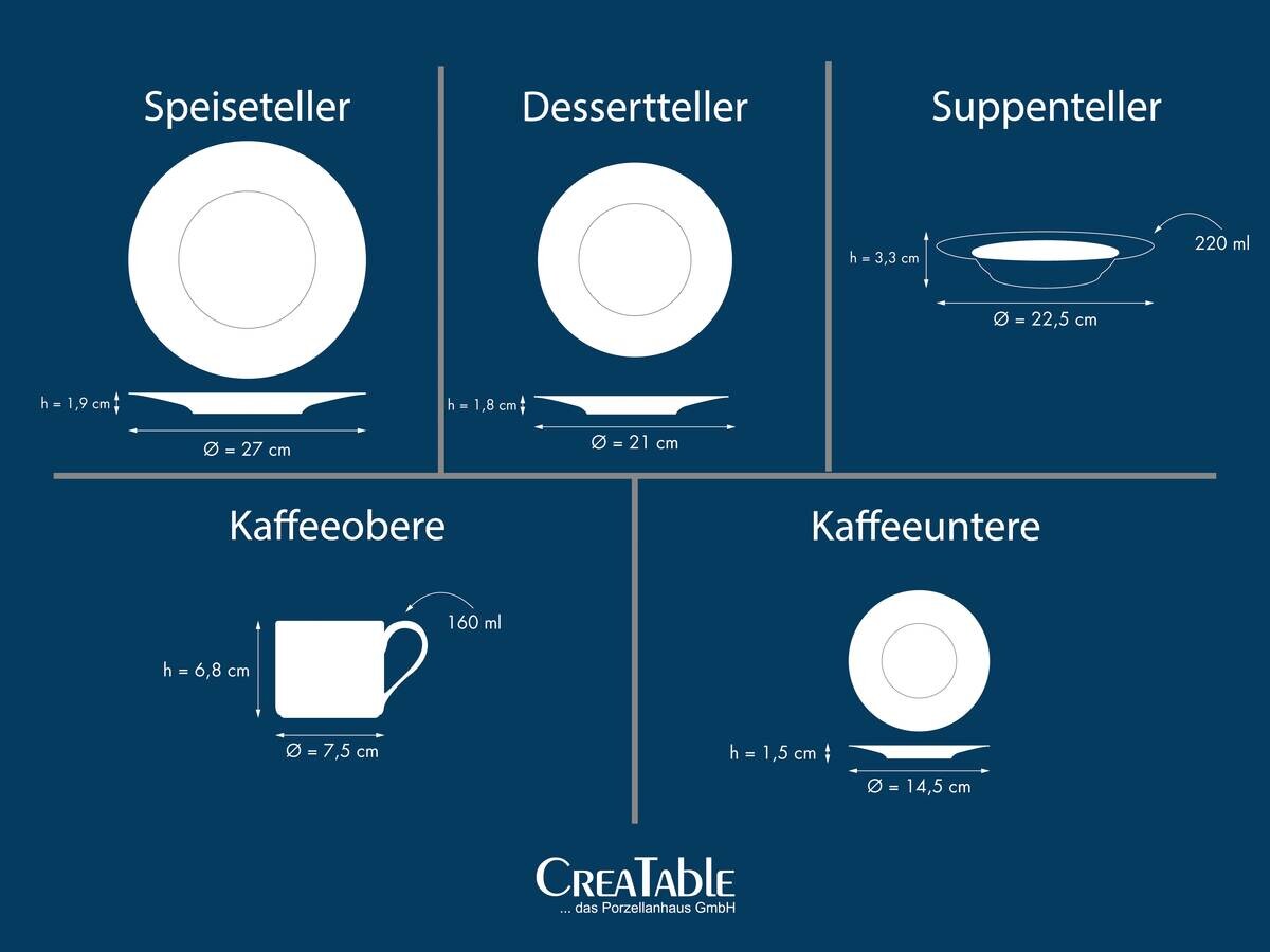 CreaTable Kombiservice Polo weiß Porzellan 30 tlg.