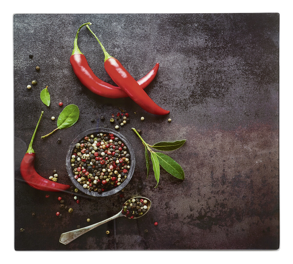 Zeller Herdblende-/Abdeckplatte Chili anthrazit Glas B/H/L: ca. 50x0,8x56 cm