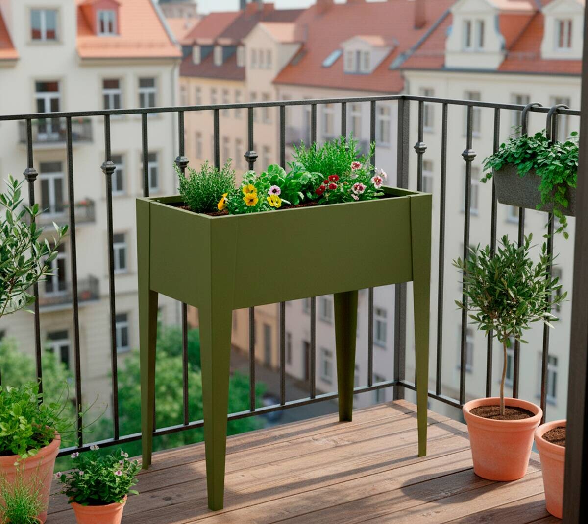 Westmann Hochbeet Vedura olive Stahl B/H/L: ca. 74x80x40 cm