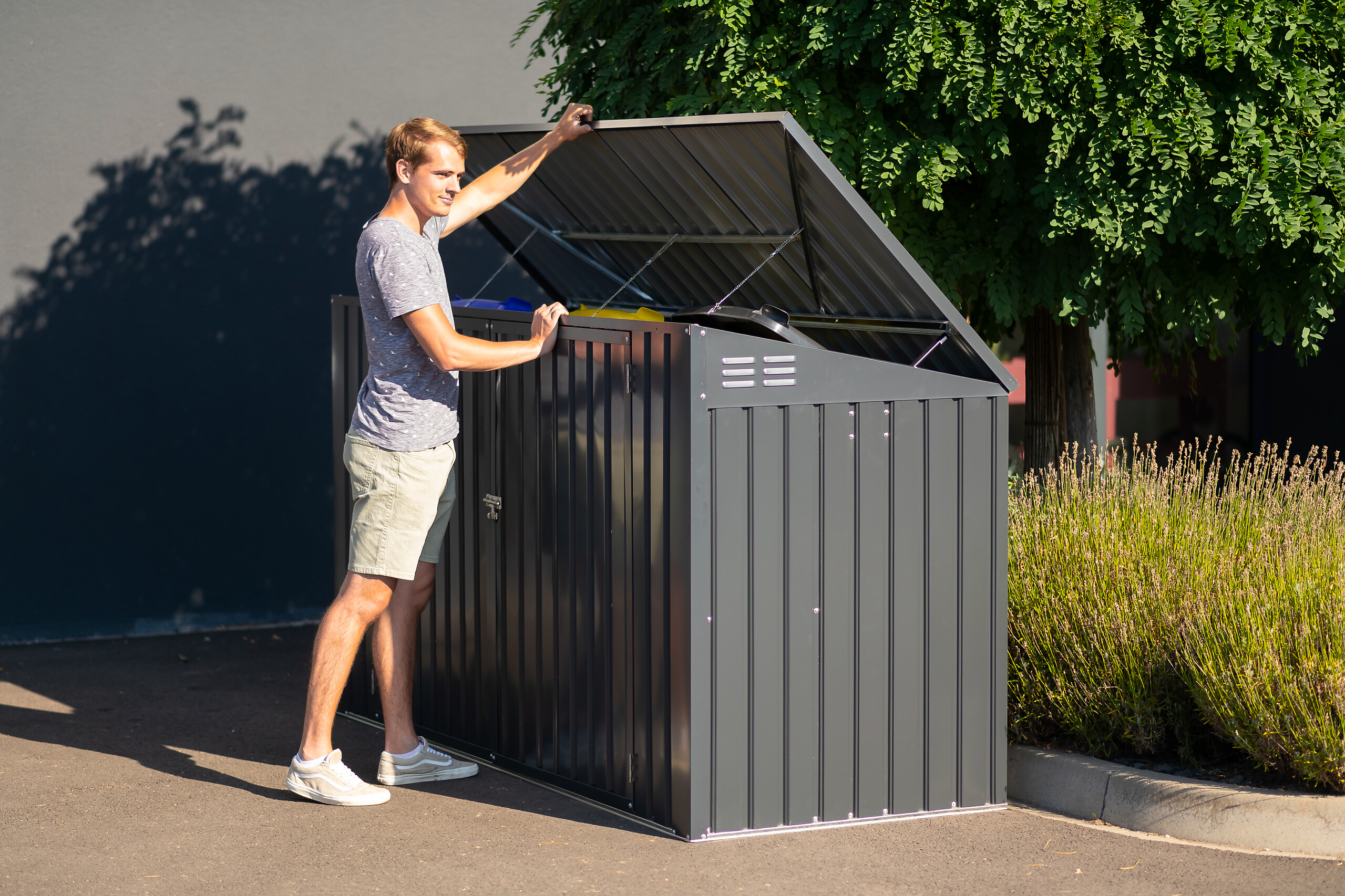 Westmann Mülltonnenbox 7x3 dunkelgrau B/H/L: ca. 235x131x100 cm