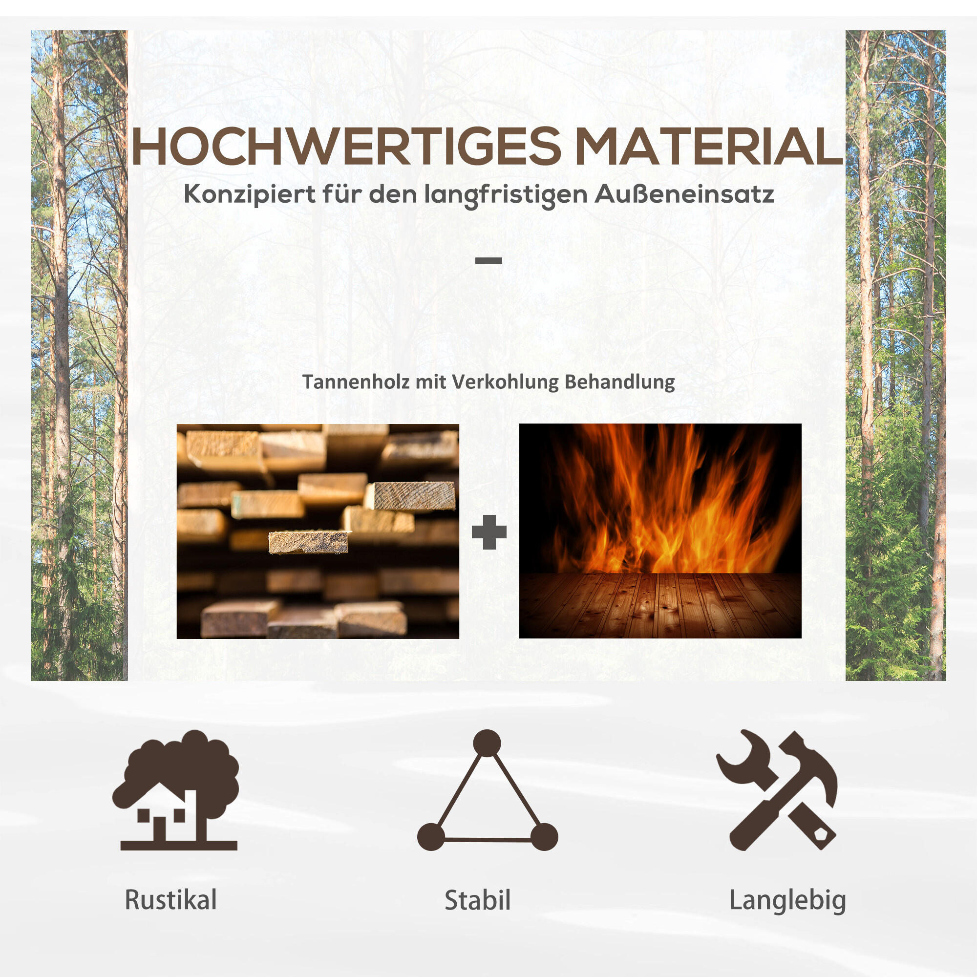 Outsunny Gartenbrücke braun Holz B/H/L: ca. 50x37x100 cm