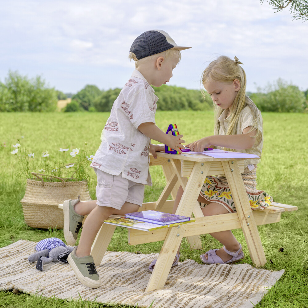 Timbela Kindersitzgarnitur M012 natur Holz B/H/L: ca. 60x50x81 cm