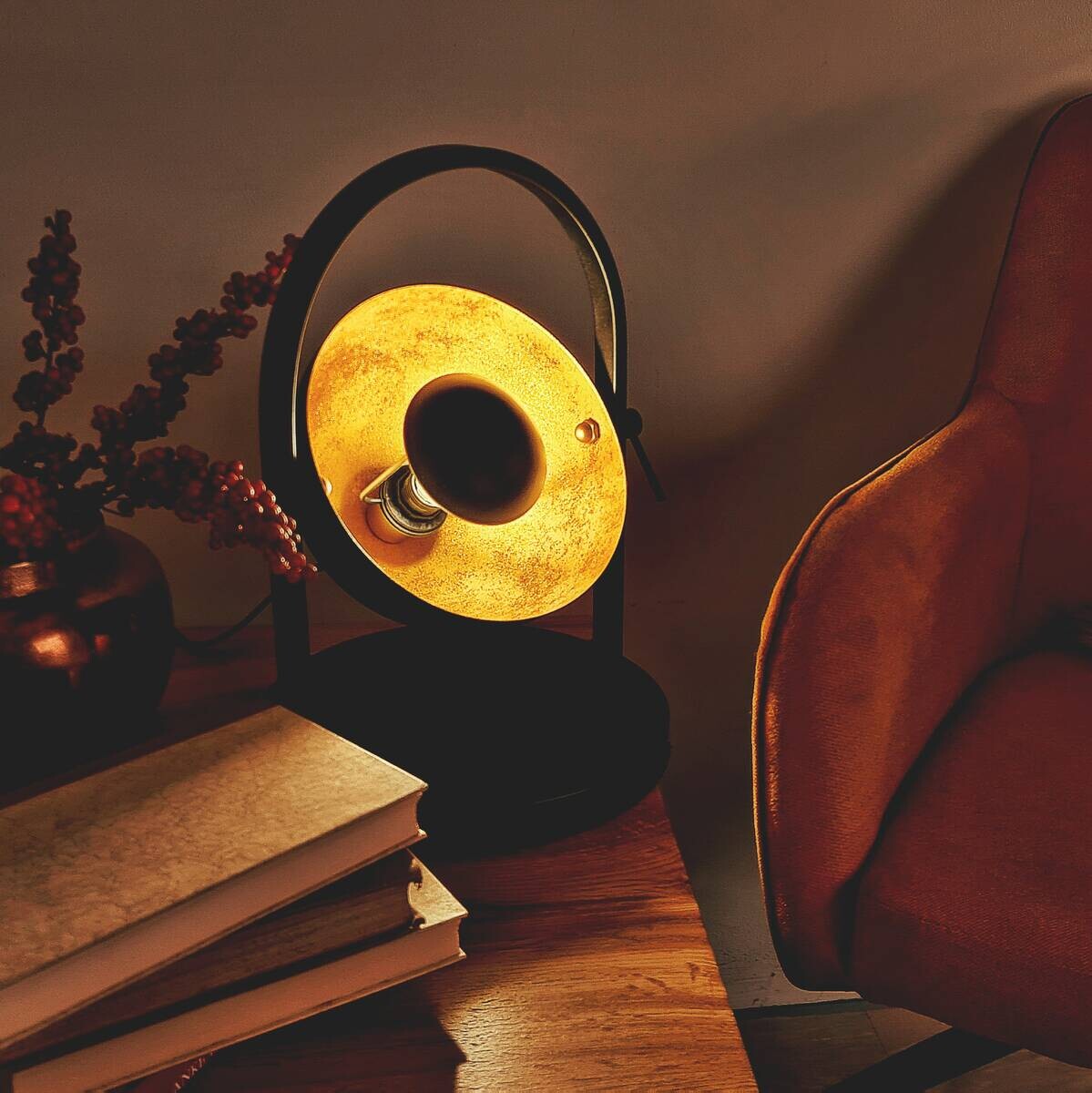 Nowa Tischleuchte 56150145 schwarz gold Metall B/H/T: ca. 25x35x25 cm E14 1 Brennstellen