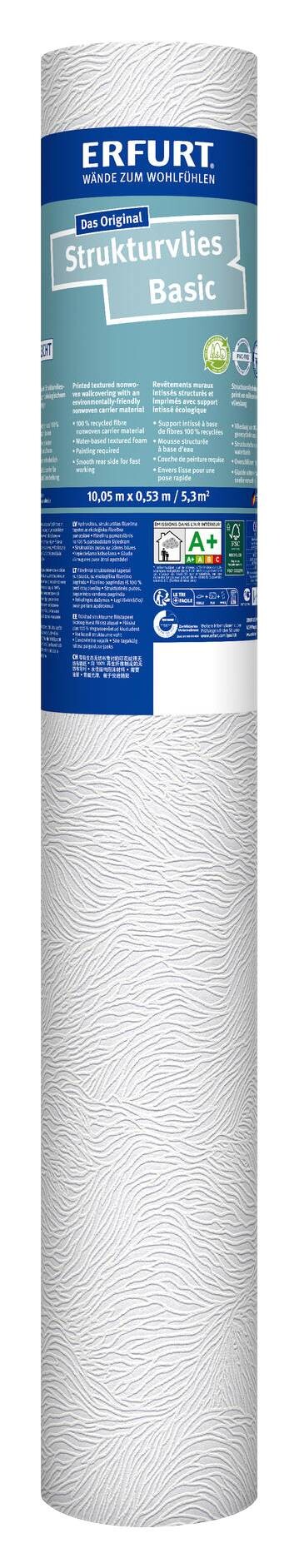 Erfurt Struktur-Vliestapete Basic 408 weiß B/L: ca. 53x1005 cm