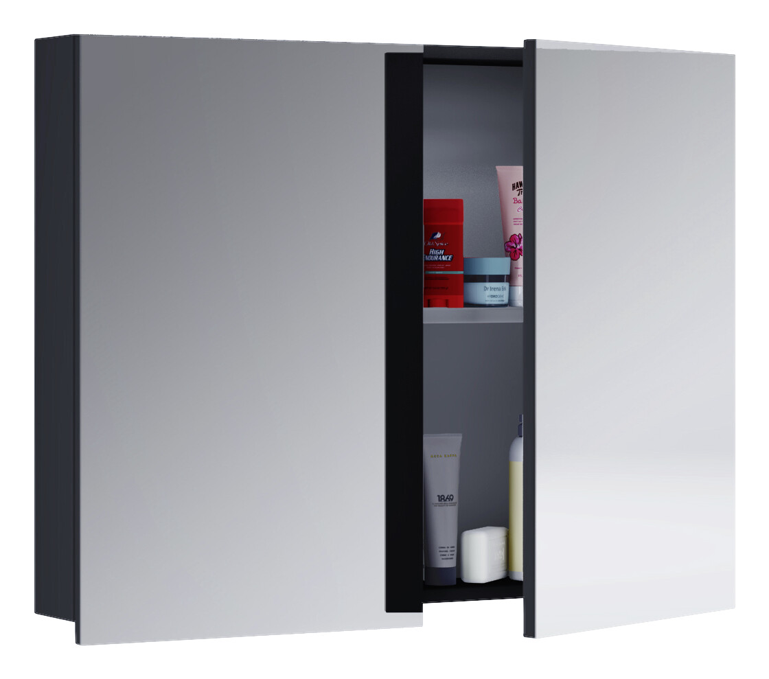Spiegelschrank Badinos schwarz B/H/T: ca. 80x62x12 cm