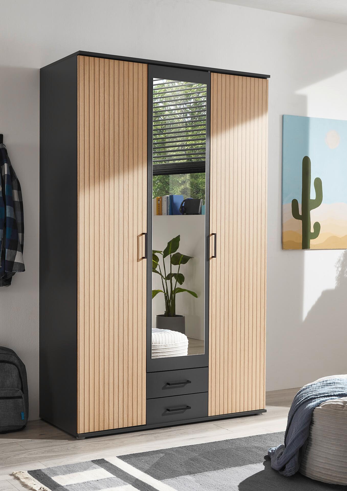 Kleiderschrank Laurie Graphit B/H/T: ca. 120x196x54 cm