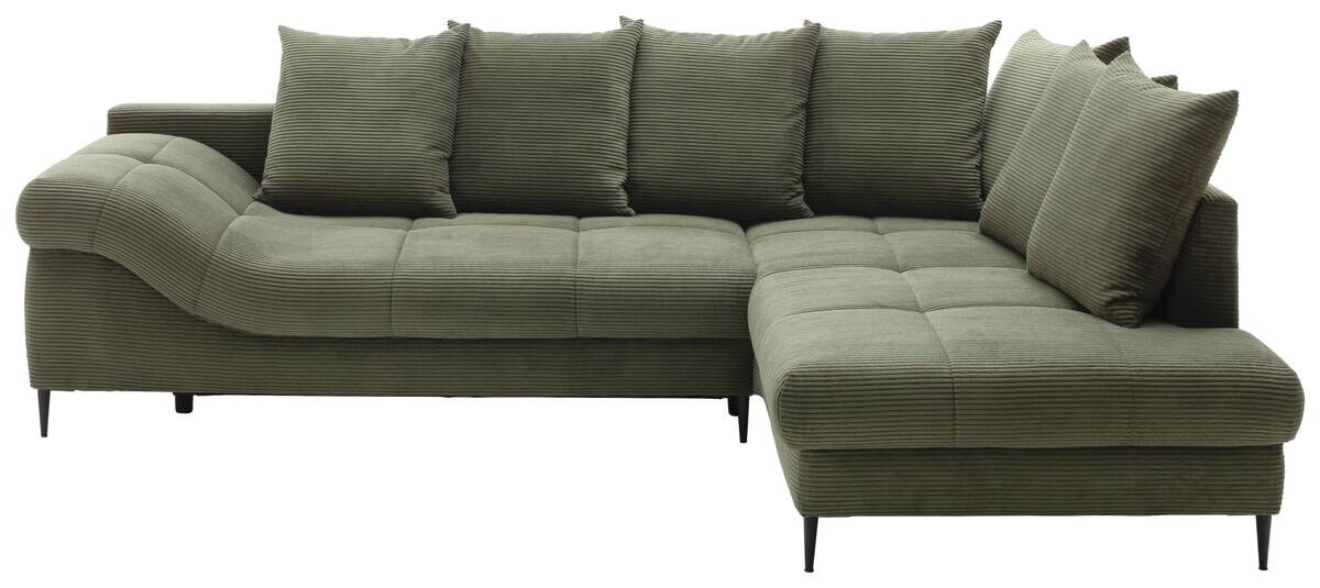 Ecksofa mit Bettfunktion und Bettkasten grün Microfaser B/H/T: ca. 299x92x205 cm