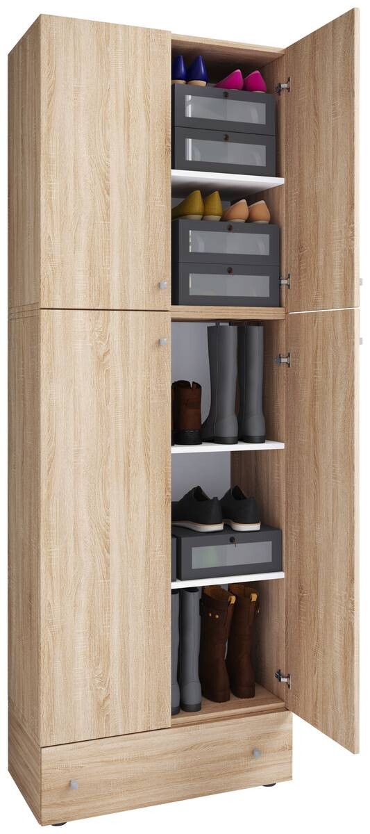 Schuhschrank Lona Eiche Sonoma Nachbildung weiß B/H/T: ca. 70x200x39 cm