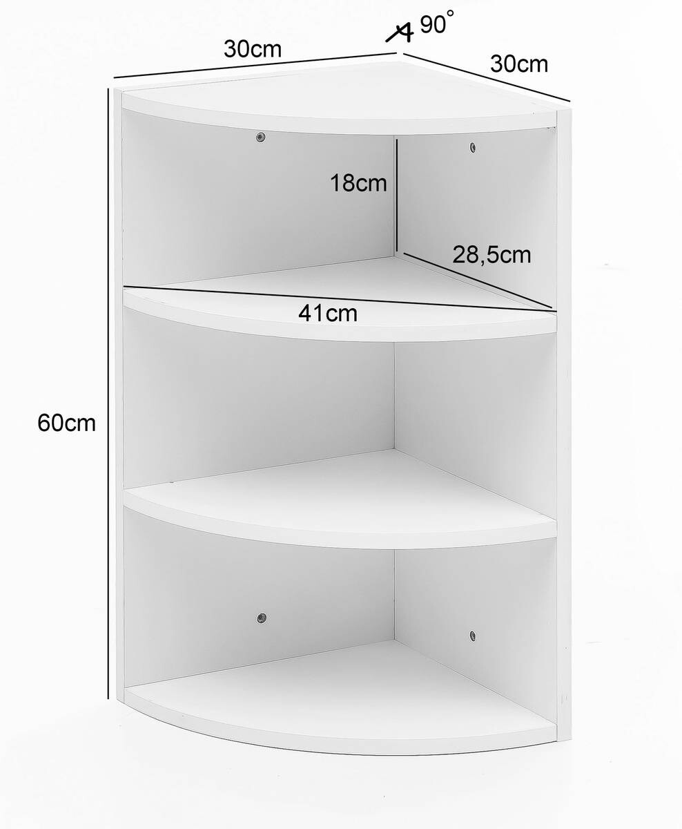Eckregal weiß B/H/T: ca. 30x60x30 cm