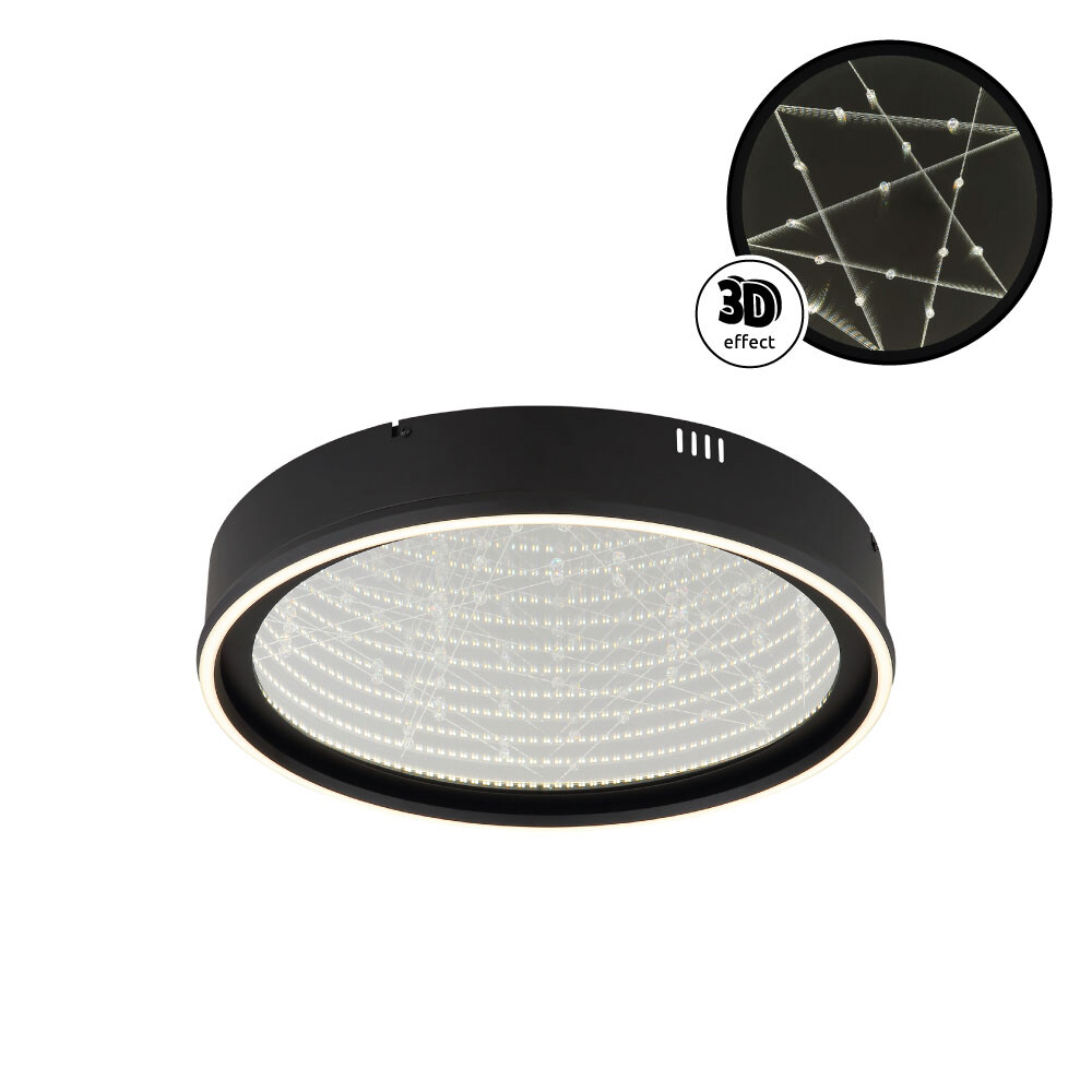 GLOBO Deckenleuchte klar Opal schwarz Glas Aluminium Kunststoff H/D: ca. 8,5x51,5 cm 1 Brennstellen