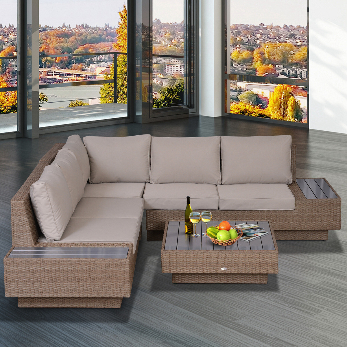 Outsunny Loungeset beige Polyrattan